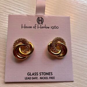 New House of Harlow 1960 Gold Knot Earrings
